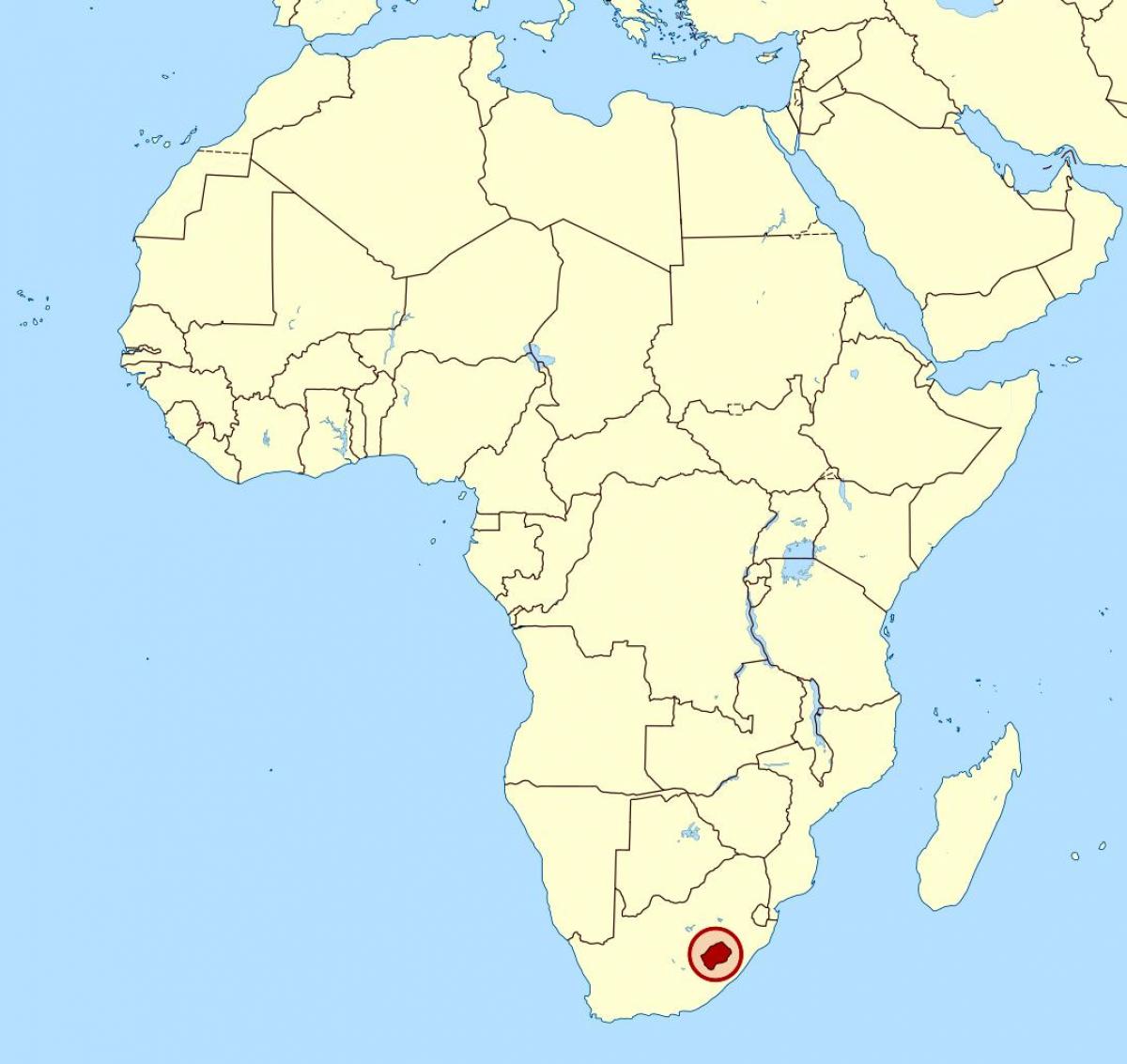 mapa do Lesotho no mapa da áfrica