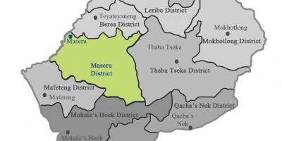 Mapa do Lesotho mostrando distritos
