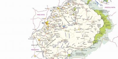 Mapa do Lesotho postos de fronteira