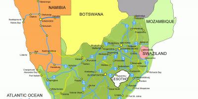 Mapa de Lesoto e áfrica do sul
